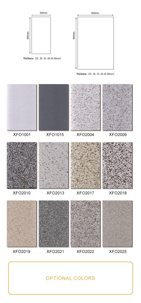 XF02010-30 Granite Series ceramic insulation board – 300x600mm & 600x900mm, Thickness Range: 20cm to 55cm插图2